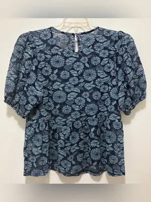 Anthropologie Dolan Left Coast Collection Sheer Floral Lace Peplum Blouse‎ Large thumbnail 3