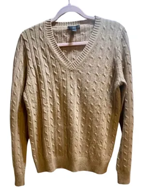 J. Crew Cable Knit V-Neck Sweater - Women’s Size Large ~ Cozy Fall Layering thumbnail 4
