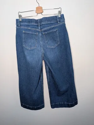 Spanx Womens XL Shapxshape Denim Blue Wide-Leg Crop Jeans 21649q thumbnail 7