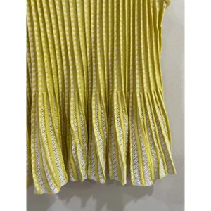 Anthropologie Moth Yellow White Ribbed Pointelle Peplum Knit Tank Top Medium thumbnail 4