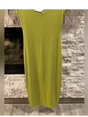See You Monday V Neck midi dress in lime, NWT M thumbnail 5