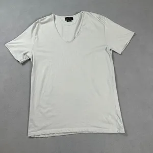 ZARA Deluxe T Shirt L Basic U Neck Short Sleeve Tee Top Light Gray Soft Classic thumbnail 1