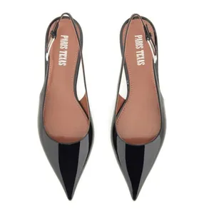 NEW NIB Paris Texas Jessica Western Slingback Flat 10 In Black Patent Leather thumbnail 2