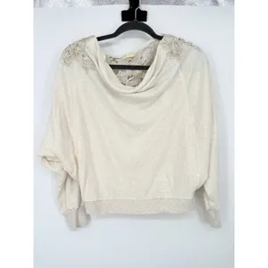 Anthropologie Meadow Rue Cream‎ Bria Embroidered Lace Back Pullover Top Small thumbnail 3
