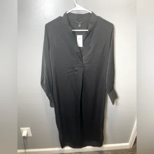 Banana Republic NEW Women's Mandarin-Collar Midi Shirtdress‎ Black Size XS thumbnail 2