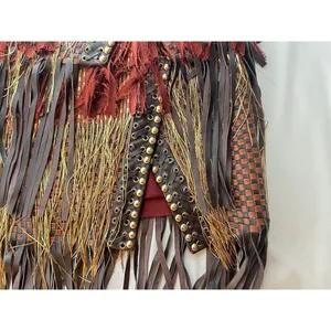Balmain F17 Runway Skirt Brown Tribal Lamb Leather Fringe Brass Kendall Jenner thumbnail 8