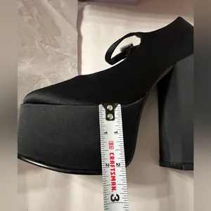 Lisa Vicky Black Satin Platform Heels - NIB - Size 7.5 thumbnail 16