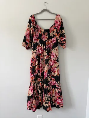 Anthropologie Blossom Floral Puffed Sleeve Tiered Boho Cottagecore Maxi Dress M thumbnail 8