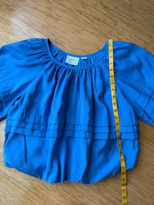 Anthropologie Maeve Blue Bubble Tiered Puff Sleeve Top XS thumbnail 8