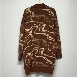 ASTR The Label Vada Cardigan Brown Swirl Longline Wool‎ Blend Large thumbnail 5