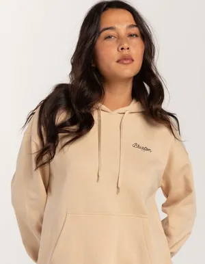 Brixton Freebird Hoodie Tan Beige Graphic Eagle Pullover Sweatshirt Womens XS thumbnail 1
