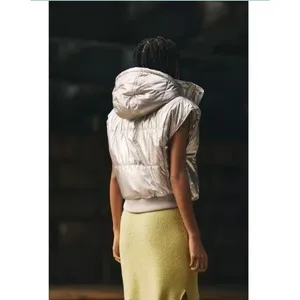 Daily Practice by Anthropologie Silver Metallic Puffer Vest Size Small thumbnail 2