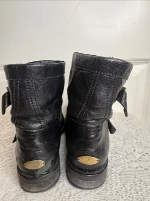 Jimmy Choo Black Leather Moto ankle fur Boots sz 6.5 (37) thumbnail 6