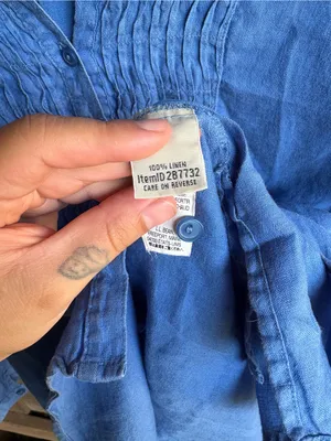 L.L Bean Light Blue Linen Pleated Lagenlook Blouse thumbnail 4