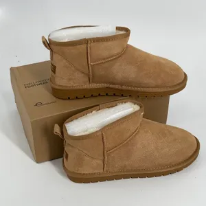 EVELLYHOOTD Mini Snow Boots Chestnut Suede Fur Lined Winter Shoes‎ Size 11 NEW thumbnail 2