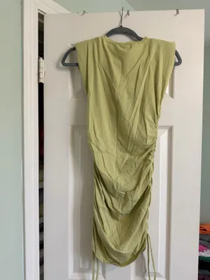 ASOS green ruched mini dress with shoulder pads thumbnail 7