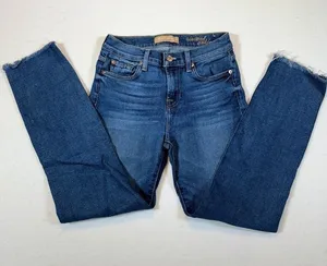 7 For All Mankind Roxanne Ankle Jeans Women Size 26 Blue Denim Frayed Hem thumbnail 1
