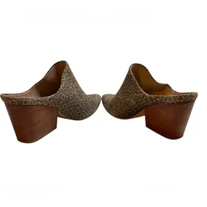 ABLE Tan/Black Leopard Print Heeled Pointed Toe Slip On Mules Shoes - Size 8.5 thumbnail 4
