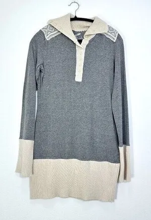 Free People Y2K Bella Swan Tunic Sweater Dress Elbow Patch‎ Women's Size M thumbnail 1