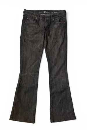 Vintage Y2K 7 For All Mankind A Pocket Low Rise Flare Jeans Brown Grey Size 27 thumbnail 1