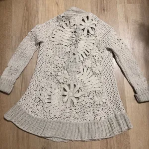 Angel of‎ the North Crochet Knit Cardigan Cream Boho Cottagecore Anthropologie thumbnail 5