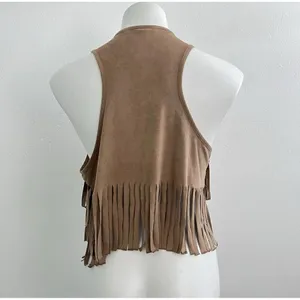 CLK Tan Fringed Western Vest BOHO Festival BOHEMIAN Cowgirl XSmall - Small NEW thumbnail 7