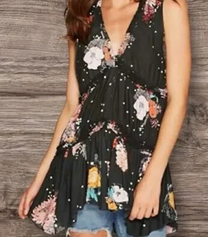Free People Hazel Sleeveless Tunic Top Green Floral Women’s Small thumbnail 1