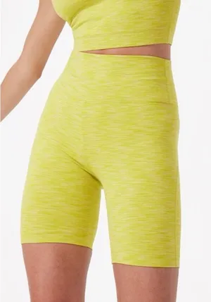 Outdoor Voices Flow 7 In Yellow Green Heathered Athletic Biker Shorts‎ thumbnail 1
