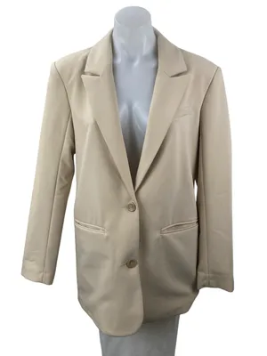 Abercrombie & Fitch Beige Long Sleeve Notch Collar Button Blazer Coat Jacket M thumbnail 1