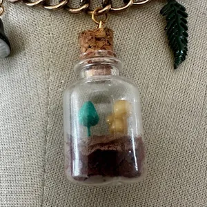 Whimsical Charm Choker Necklace Cottagecore Fairycore Frog Mushroom Terrarium thumbnail 6