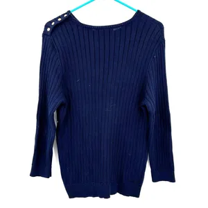 Lauren‎ Ralph Lauren Size Large Sweater Navy Blue Accent Buttons Knit Nautical thumbnail 2