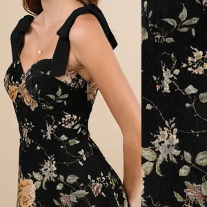 Lulus Exceptional Black Floral Tie Strap Tapestry Mini Dress Women Large New NWT thumbnail 3