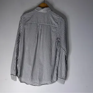 Marine Layer White Grey Stripe‎ Collar Long Sleeve Cotton Rayon Button Down M thumbnail 2