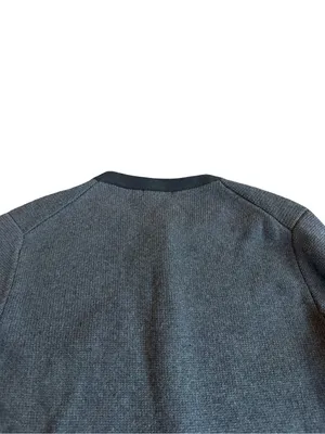 Quince Charcoal Black Colorblock Cardigan Sweater Collarless Cardi Large Women's thumbnail 8