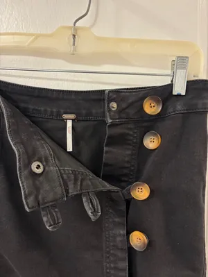 Free People High Waisted Button-Front A-Line Black Mini Skirt 4 thumbnail 4
