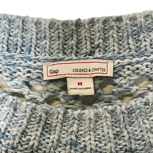 Gap Open Knit Sweater Size‎ Medium Blue Womens Cotton Nylon Blend LS thumbnail 6