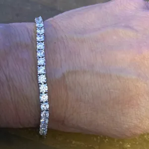 Silver tone rhinestone tennis bolo bracelet thumbnail 3