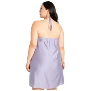 Eloquii Plus Size‎ Heirloom Lilac Y2K Halter Mini Tunic Dress thumbnail 2