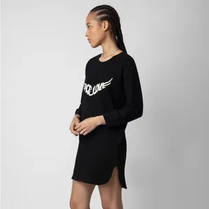 Zadig & Voltaire Diaz Peace Love Black Sweatshirt Mini Dress NWT Women's‎ L M thumbnail 2