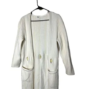 Vintage‎ Cream Chunky Knit Long Duster Cardigan thumbnail 2