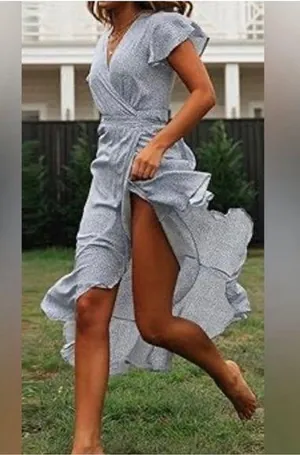 Drew Light Blue Wrap Dress Size M thumbnail 1