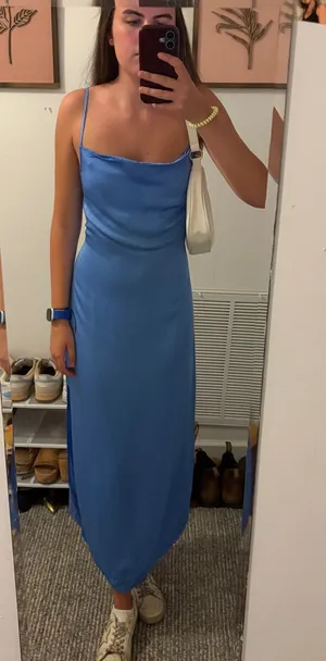 Bella Dahl Sky Blue Slip Maxi Dress with Cowl Neck thumbnail 1