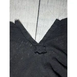 We The Free Free People Top Womens MEDIUM Black Linen Distressed Boho Cottage thumbnail 9