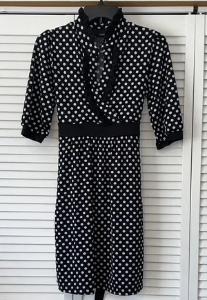 Chic Black‎ and White Polka Dot Midi Dress Hypnotik Size M thumbnail 1
