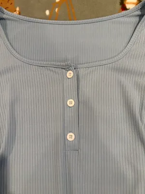Shein blue button up bodysuit  thumbnail 2