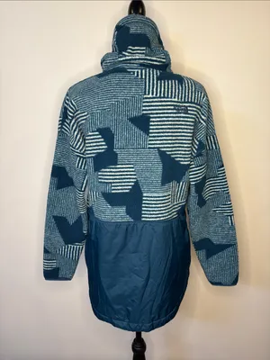 The North Face Riit cowl funnel neck fleece kangaroo pocket pullover teal blue L thumbnail 2