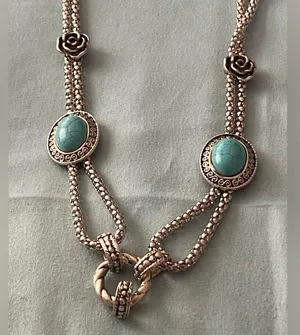 V’Dadora 18” Necklace Silver Tone Chain Turquoise Stone Pendants NWT New thumbnail 1
