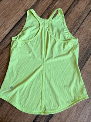 Lululemon Bright Neon Yellow Ribbed Tank Top thumbnail 3