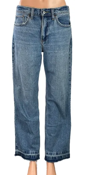 Abercrombie & Fitch The Baggy Low Rise Women's White Wide Leg Denim Jean Size 0 thumbnail 1