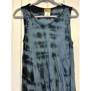 In Gear Dress Tie Dye‎ Boho Blue Black Embroidered OSFM Hippie Festival NWOT thumbnail 5